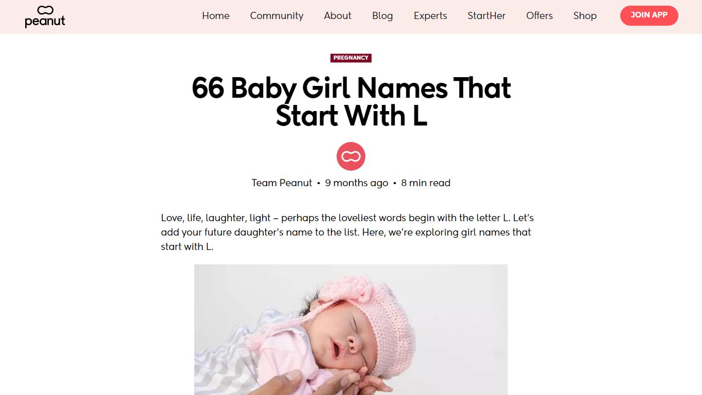 66 Baby Girl Names that Start With L | Peanut