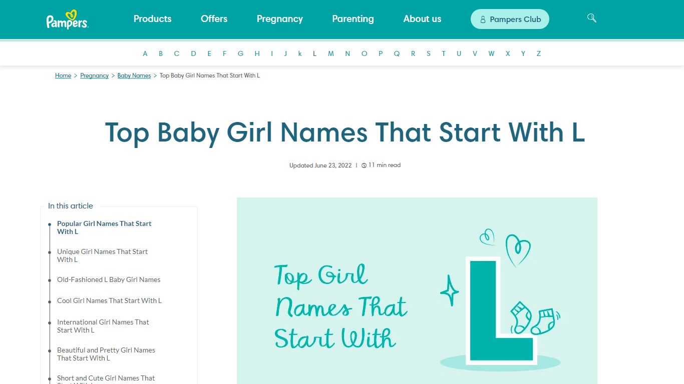 Top Baby Girl Names That Start With L | Pampers